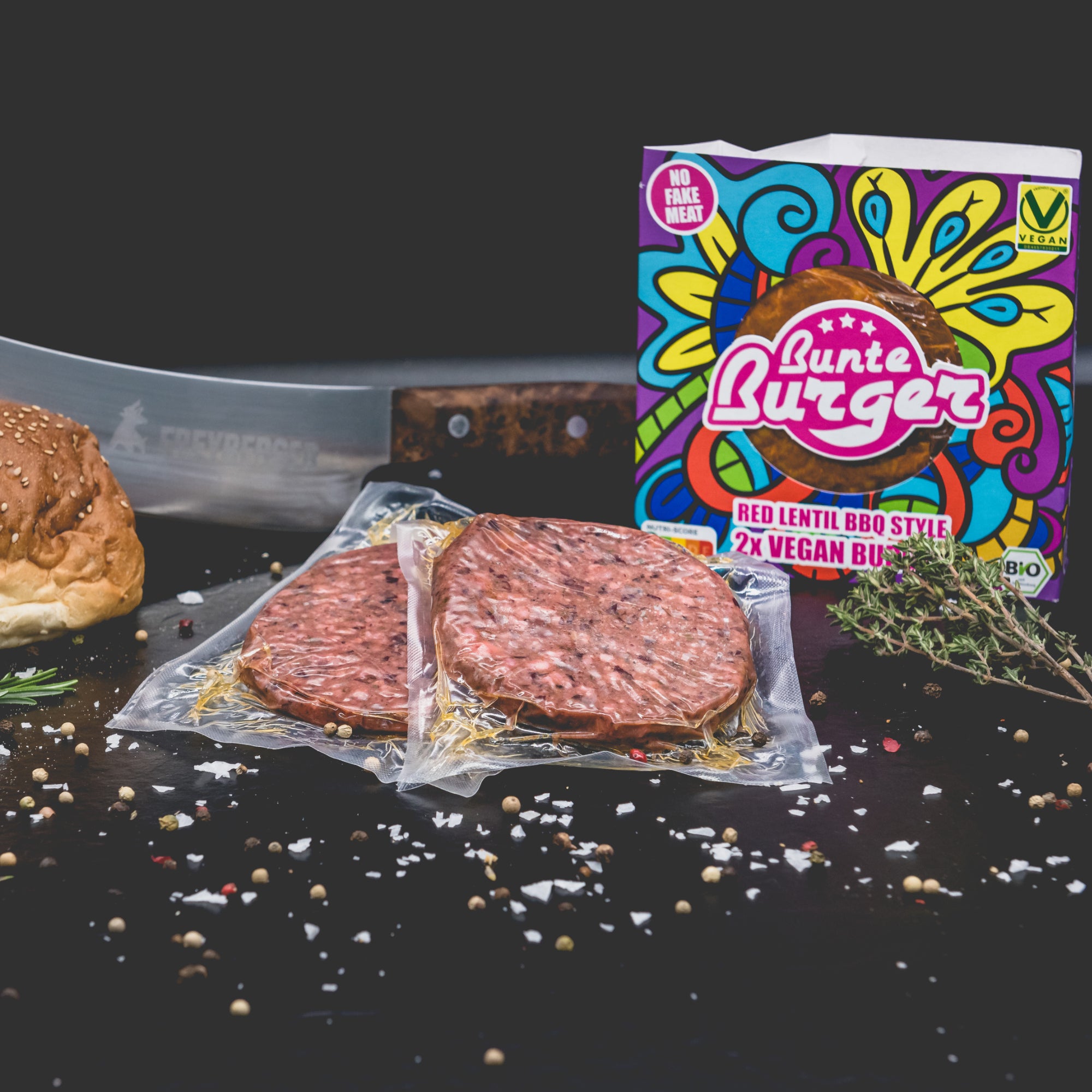 bunte burger vegan bunte burger bio red lentil bbq style - natürlich von Freyberger