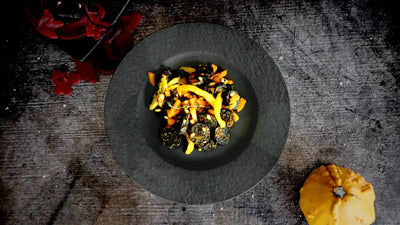 salad with pumpkin and bratwurst