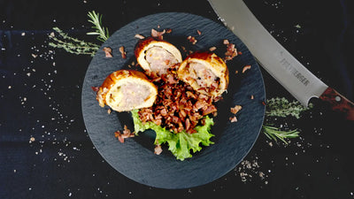 Käsespätzle bratwurst in a blanket