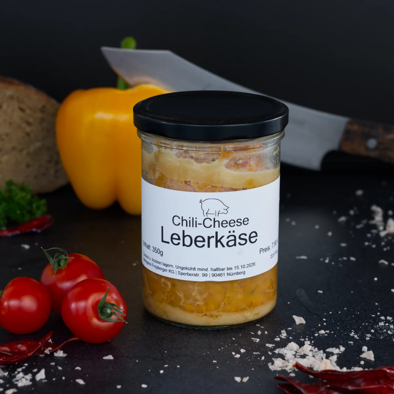 Chili Cheese Leberkäse im Glas