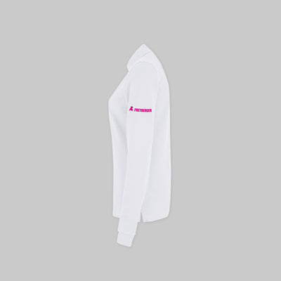 Polo Shirt Damen langarm weiß