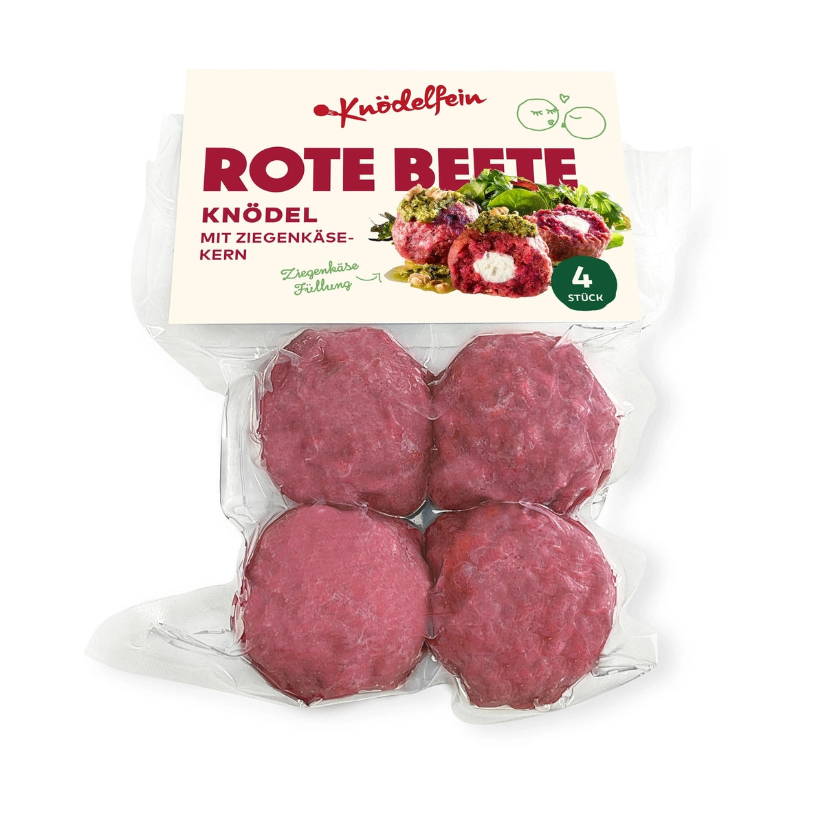 Beetroot dumplings with goat cheese filling